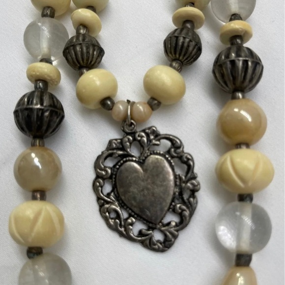 Necklace (Double Strand Beaded/Heart) - Picture 3 of 6